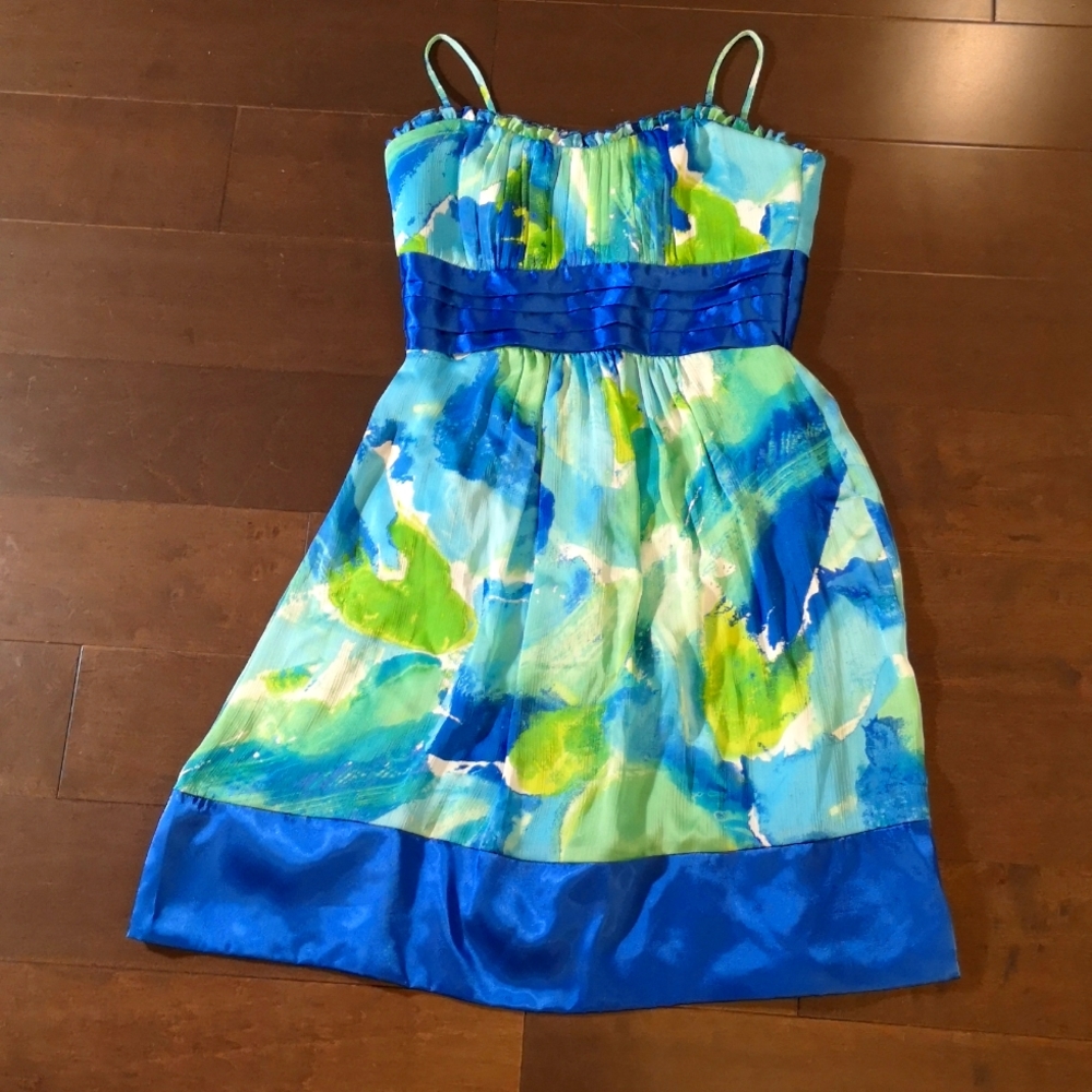 Green/Blue Printed Summer Dress